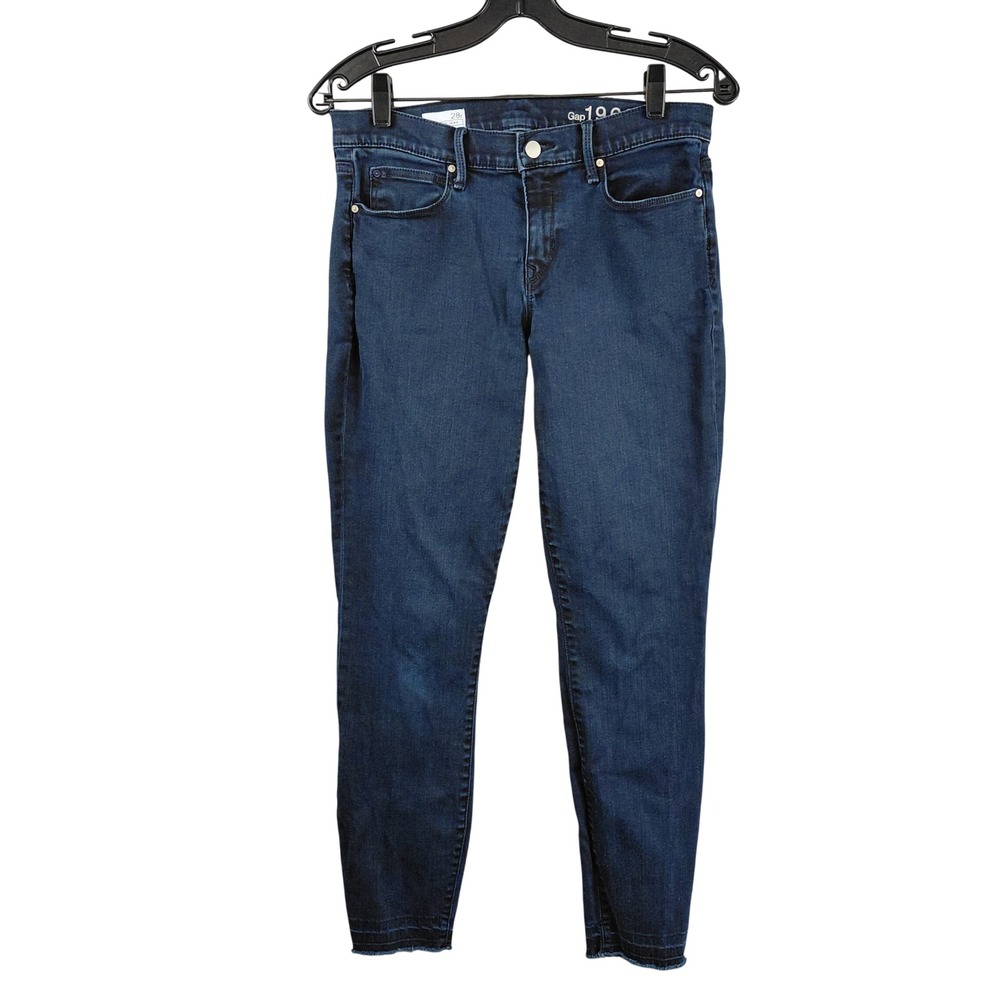Gap 1969 Legging Jeans Womens 28r Dark Wash Raw Hem Skinny Denim Blue Mid Rise